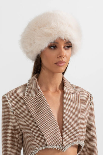 Furry Hat With Wide Brim - Ivoire