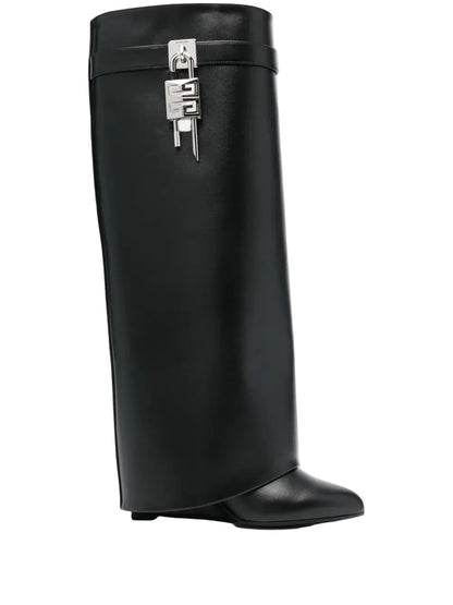 Black Padlock Knee-High Boot