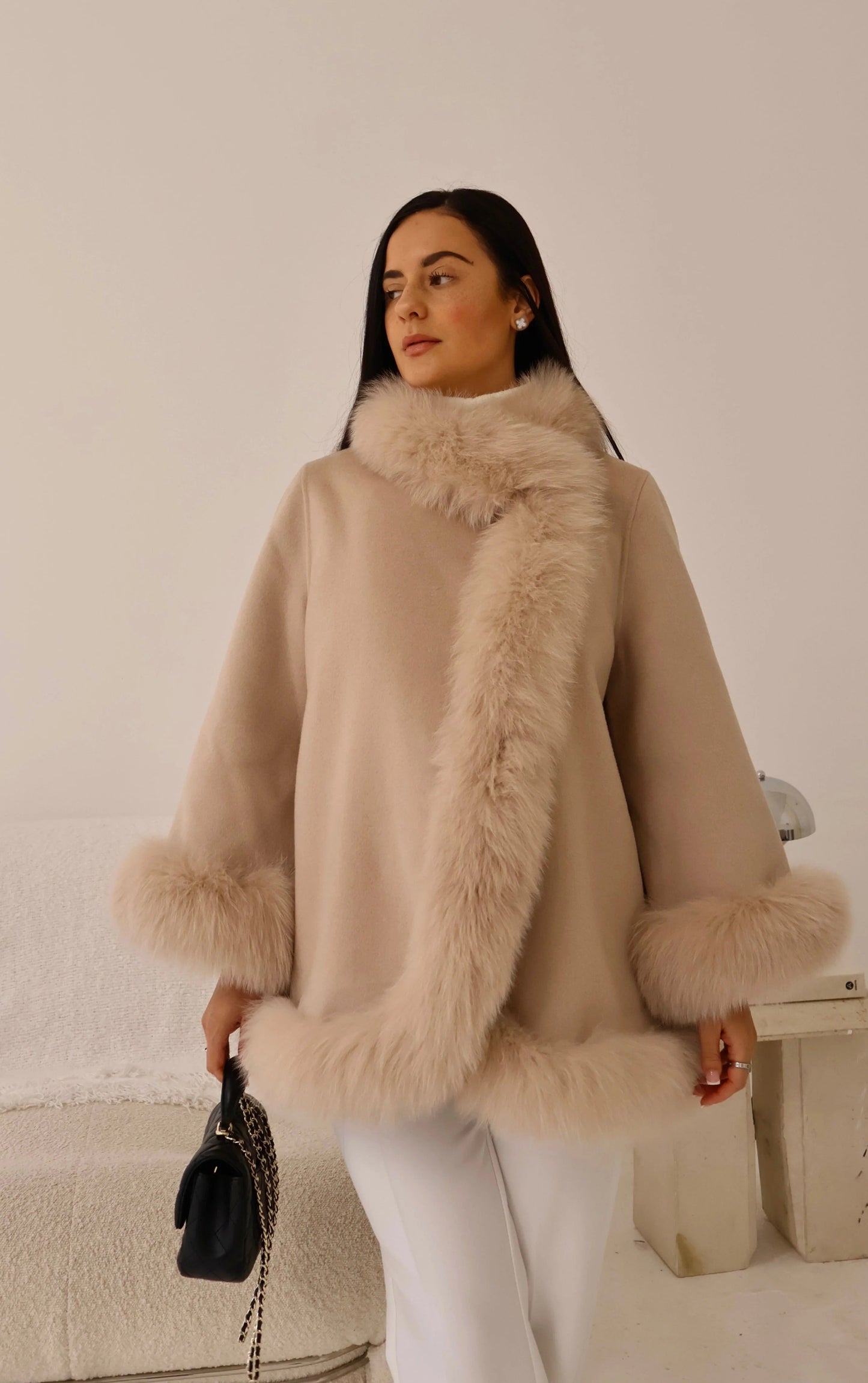 The Genevieve Fur Trim Coat