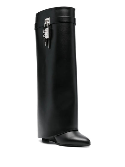 Black Padlock Knee-High Boot